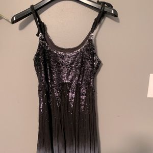 Sequined Pleated Chiffon Cocktail Dress
